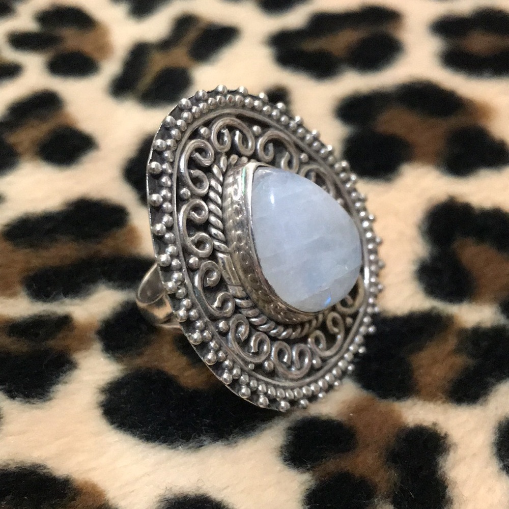 Sterling Silver Rainbow MOONSTONE Rainbow Healing Ring 7 925 Jewelry Gemstone - Picture 8 of 16